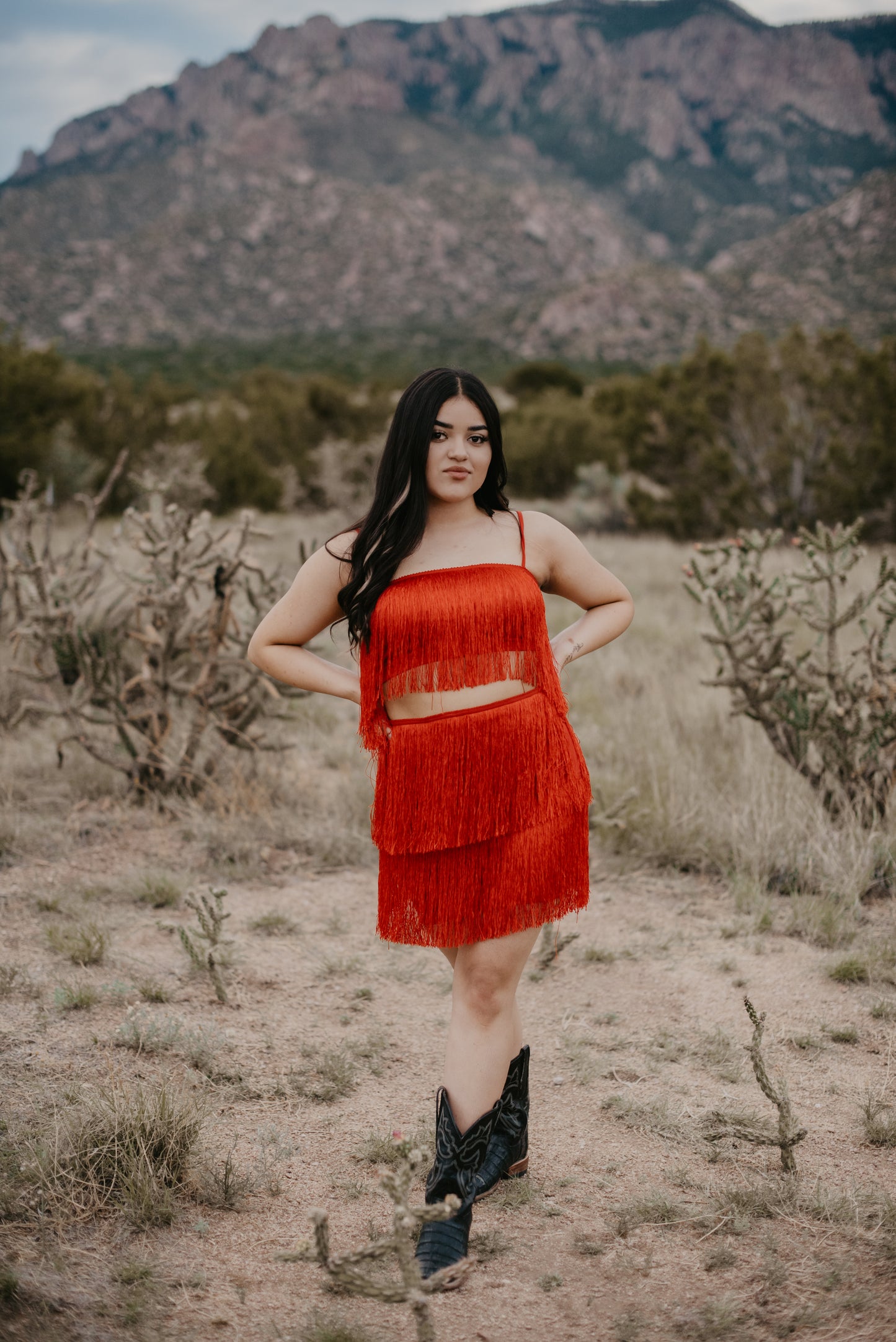 Fringe Mini Skirt & Crop Top Set